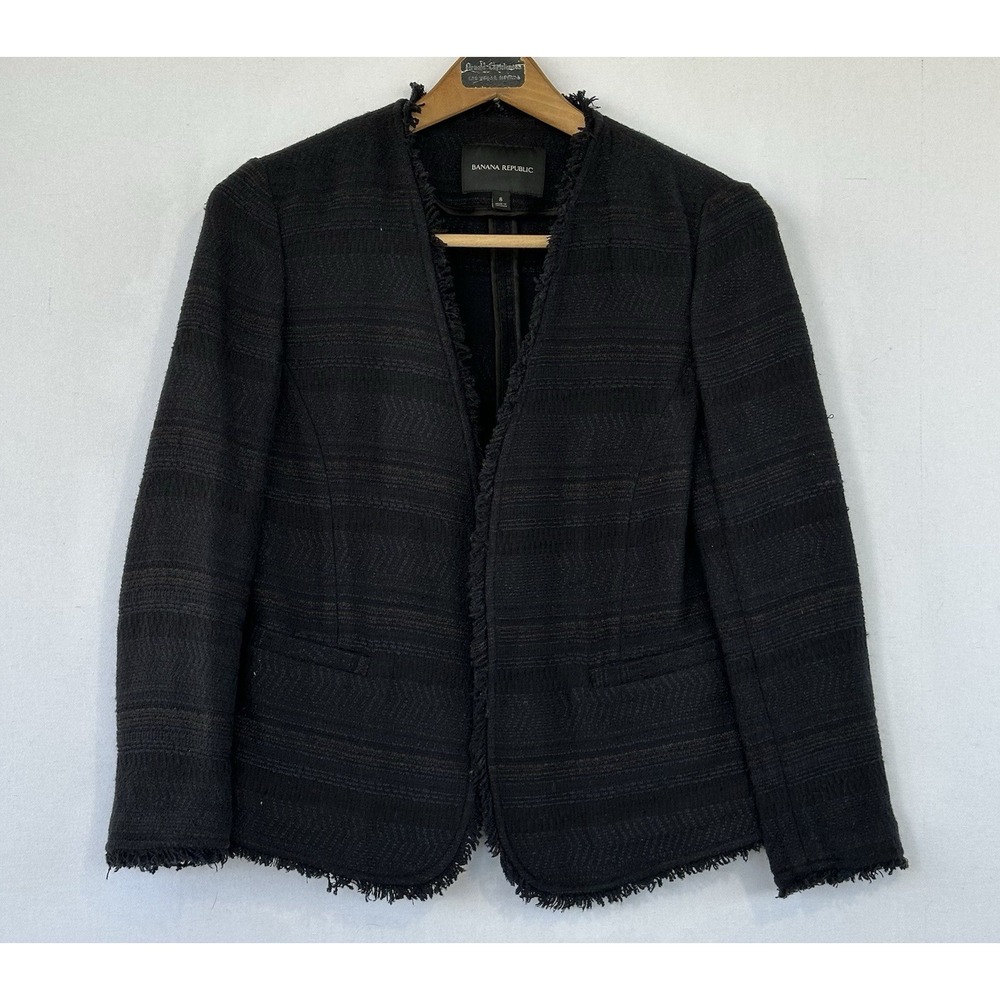 BANANA REPUBLIC Tweed Capsule Blazer Jacket Business Black Women's 8